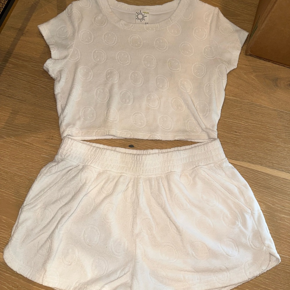 Aerie White Smiley Pattern Matching Set